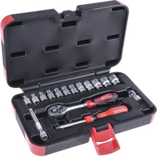 RS PRO 16-Piece 1/4 in Shallow Socket Set Chrome Vanadium Steel Metric Sizes 4-13 mm 623-6413