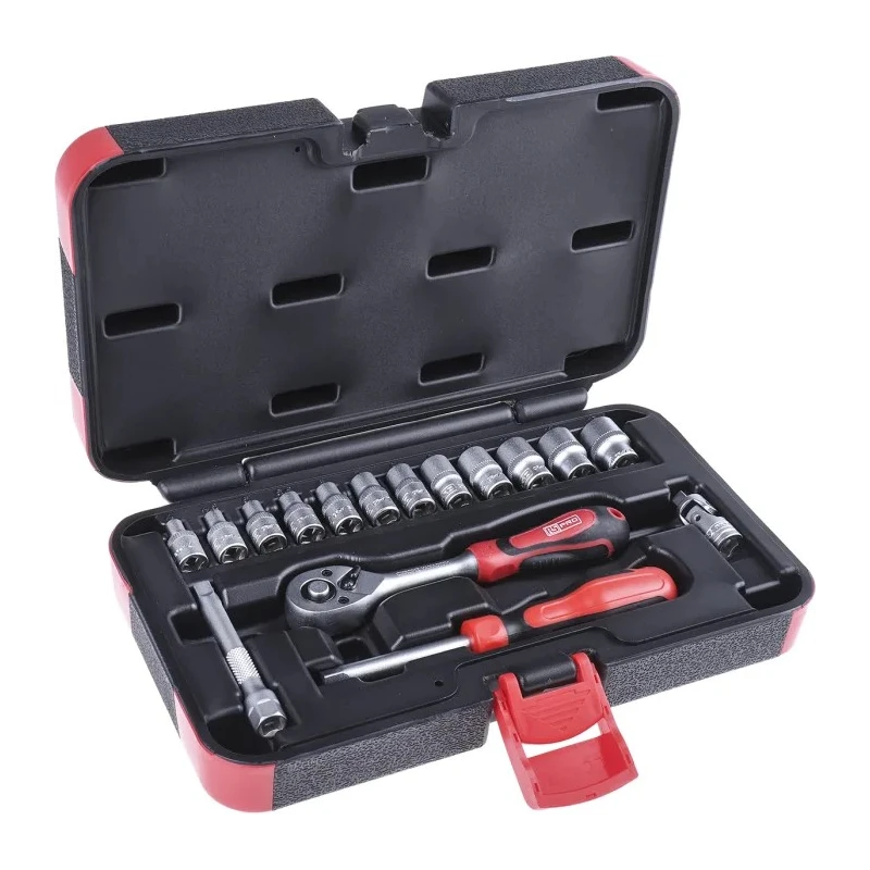 RS PRO 16-Piece 1/4 in Shallow Socket Set Chrome Vanadium Steel Metric Sizes 4-13 mm 623-6413