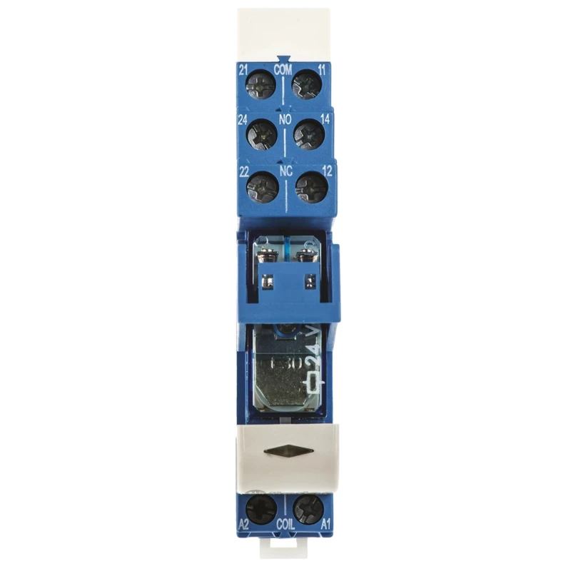 Finder 48 Series Interface Relay DIN Rail Mount 24V DC Coil 8A Switching DPDT Contact 22.2mA Coil Current 48.52.7.024.0050SPA