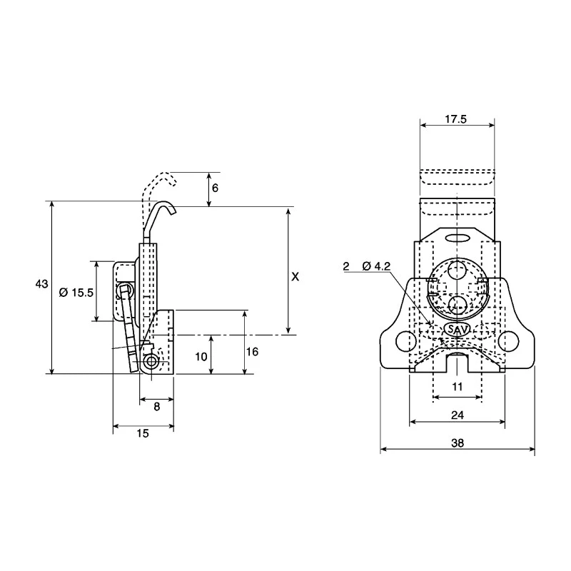 Savigny Stainless Steel Spring Loaded Cam Catch 43 mm x 38 mm x 15 mm 40064 IB