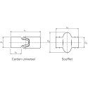 Huco Universal Joint, Plain Bearing Type, 1 Joint, 64mm Overall Length, Hub Diameter 20mm, Steel Material, Max 135.20.0000