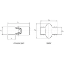 Huco Universal Joint, Plain Bearing Type, Steel, 50mm Overall Length, Hub Diameter 13mm, Peak Torque 65Nm, Max 135.13.0000