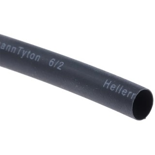 HellermannTyton Heat Shrink Tubing Black 6 mm Sleeve Diameter x 1m Length 3:1 Ratio Cross 319-00600 TREDUX-6/2-PO-X-BK