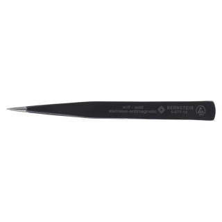 Bernstein 130mm Stainless Steel Pointed, Round, Tapered ESD Safe Tweezer 5-077-13