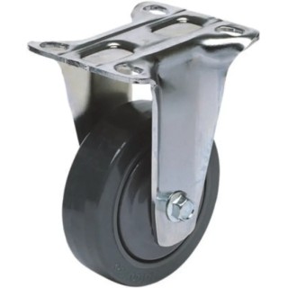 RS PRO Fixed Castor, 75 kg Load Capacity, 100 mm Rubber Wheel with Ball Bearing Hub 666-7570