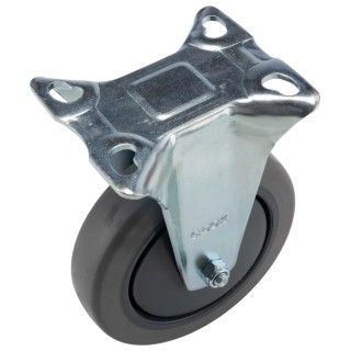RS PRO Fixed Castor 90 kg Capacity 125 mm Wheel Diameter Rubber Tyred Silent Running Castor with Ball Bearing Hub 666-7586