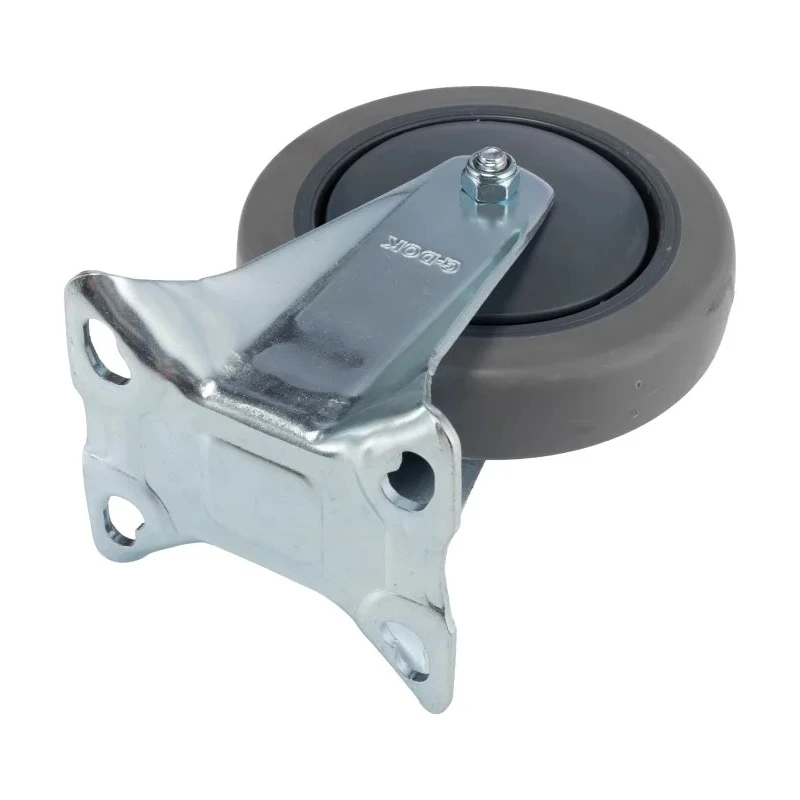 RS PRO Fixed Castor 90 kg Capacity 125 mm Wheel Diameter Rubber Tyred Silent Running Castor with Ball Bearing Hub 666-7586