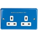 MK Electric 13A Blue 2 Gang Plug Socket Albany Plus Indoor Type G Flush Mount K733CE BLU