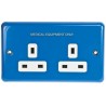 MK Electric 13A Blue 2 Gang Plug Socket Albany Plus Indoor Type G Flush Mount K733CE BLU
