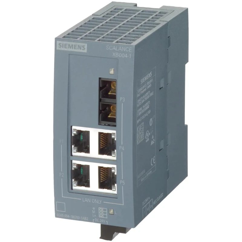 Siemens Unmanaged 6 Port Ethernet Switch 4 x RJ45 Ports 100Mbps 45x100x87mm 6GK5004-1BF00-1AB2