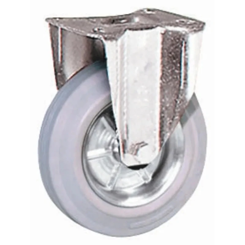 LAG Fixed Castor, 60 kg Capacity, 80 mm Wheel Diameter, Rubber Wheel, Galvanised Steel Frame, Model 12454G