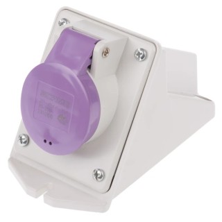 Scame Wall Mount Industrial Power Connector 16A, 25V, IP44 Rated, 2 Pole, Angled Socket, Thermoplastic, IEC309 IP44