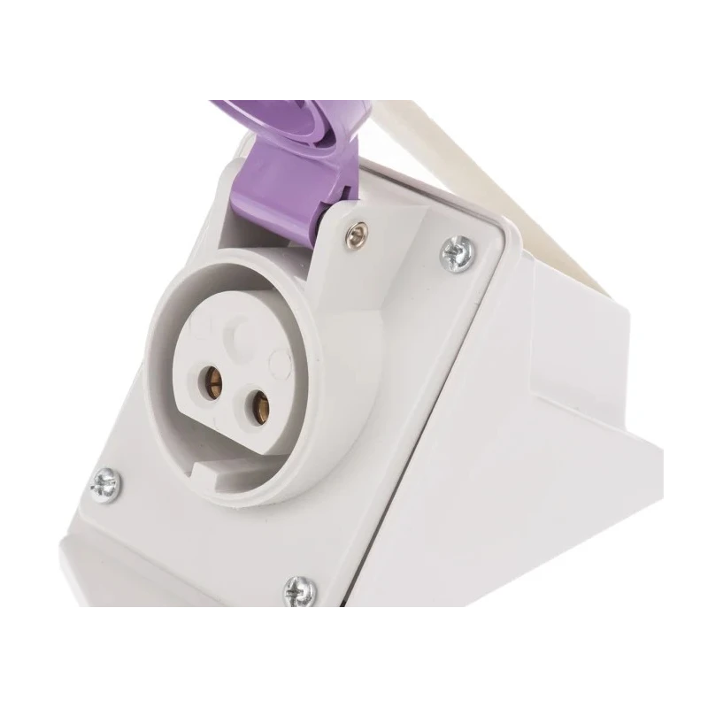 Scame Wall Mount Industrial Power Connector 16A, 25V, IP44 Rated, 2 Pole, Angled Socket, Thermoplastic, IEC309 IP44