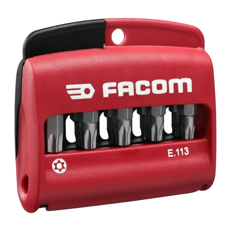 Facom Torx Screwdriver Bit Set 1/4-25 mm, Polyamide Material, 10 Pieces E.113PB