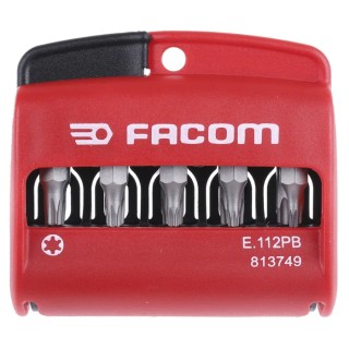 Facom Torx Screwdriver Bit Set, 10 Pieces, Polyamide Box, 1/4 Inch Drive, 25 mm Length E.112PB