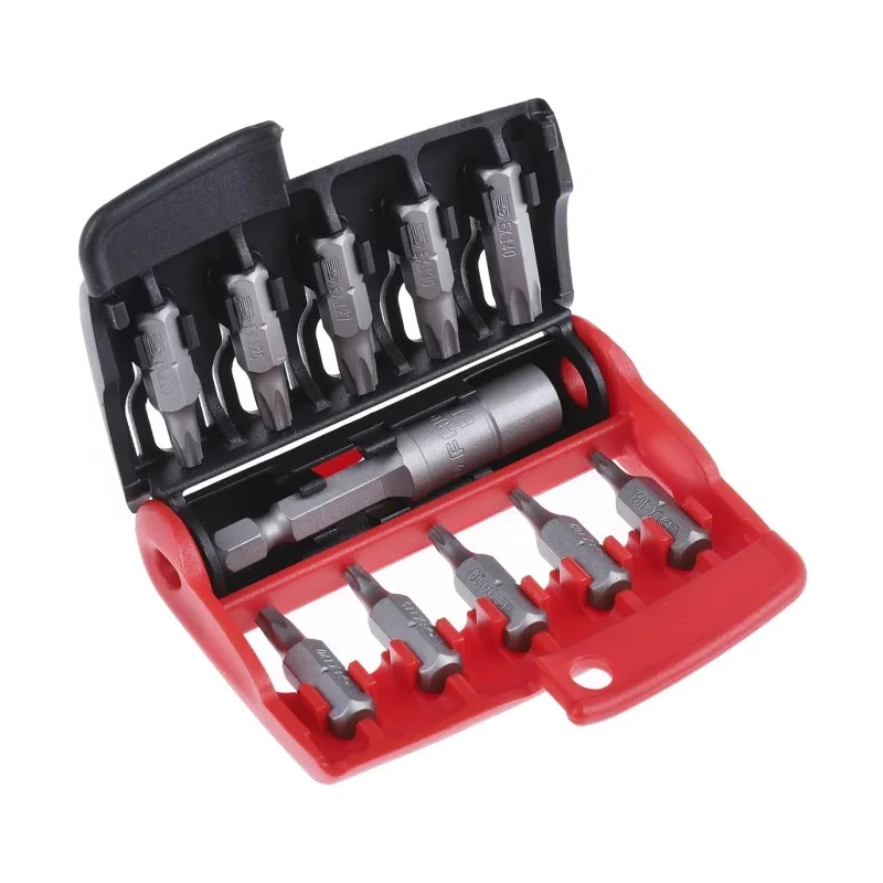 Facom Torx Screwdriver Bit Set, 10 Pieces, Polyamide Box, 1/4 Inch Drive, 25 mm Length E.112PB