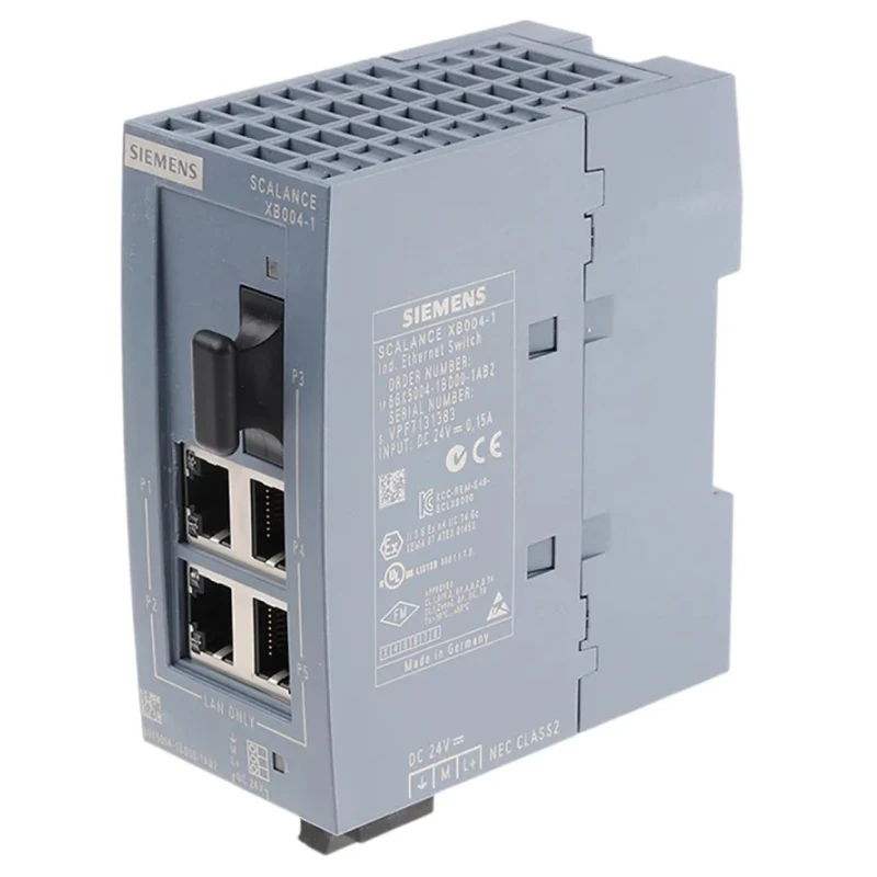 Siemens Unmanaged 4 Port Ethernet Switch 6GK5004-1BD00-1AB2, 100Mbps, 24V AC/DC Supply, Germany