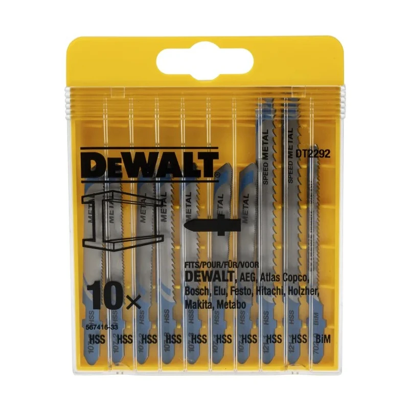 DeWALT Jigsaw Blade Set 10 Pieces Steel Wood Cutting 70mm Length DT2292-QZ