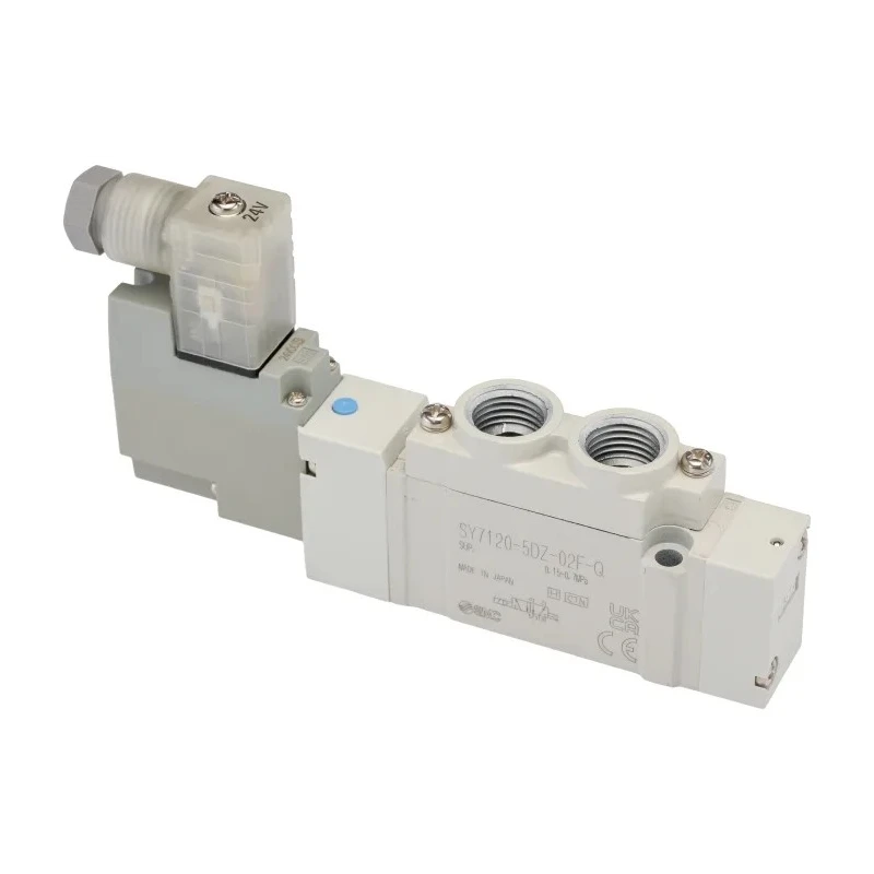 SMC Pneumatic Solenoid Valve 5/2 Single Solenoid G 1/4 Inch Port, 24V DC, 0.7 MPa Max Pressure SY7120-5DZ-02F-Q