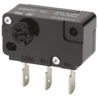 Omron Aratas Rotary Micro Switch, Tab Terminal, 5A, 250 V AC, 30 V DC, SPDT, IP40 D2MC-5F