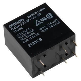 Omron PCB Power Relay 12V dc Coil 15A Switching Current DPST G4W-2214P-US-HP 12DC