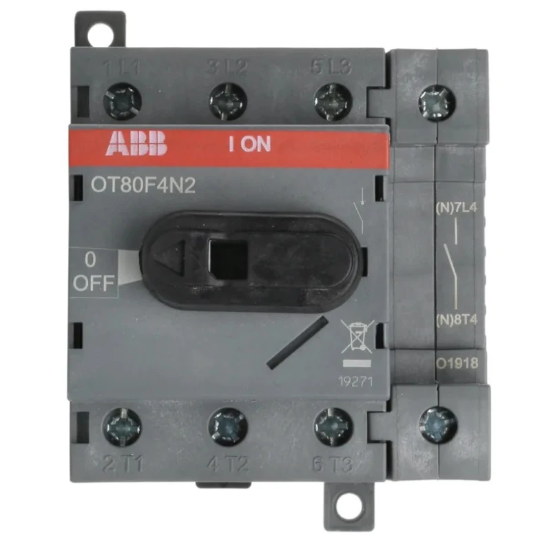 ABB 4-Pole Base Isolator Switch IP20, 80A, 560kW, 3 Phase, Screw Terminal, OT Series OT80F4N2 1SCA105413R1001