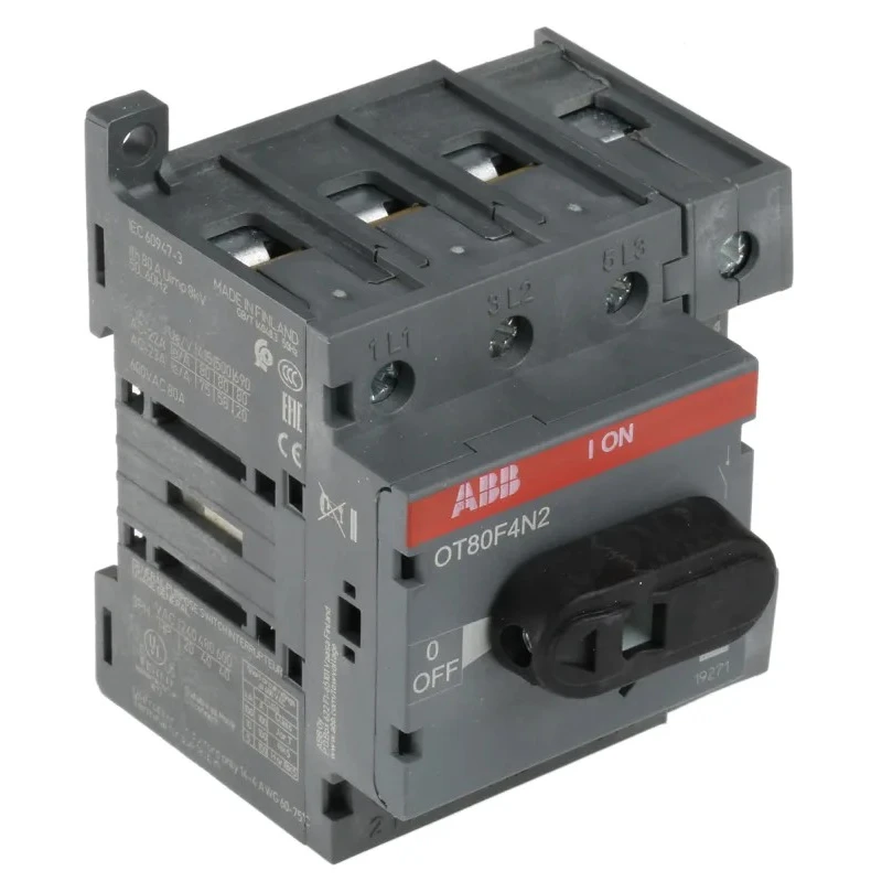 ABB 4-Pole Base Isolator Switch IP20, 80A, 560kW, 3 Phase, Screw Terminal, OT Series OT80F4N2 1SCA105413R1001