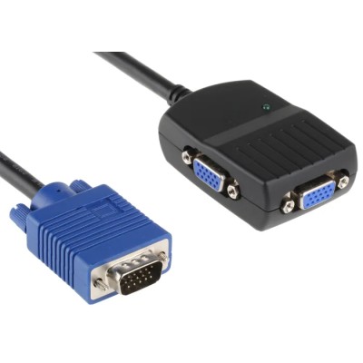 NewLink 2 Port 1 Input 2 Output VGA Splitter with HDMI Audio 2048 x 1536 Pixel NLVGA-2A
