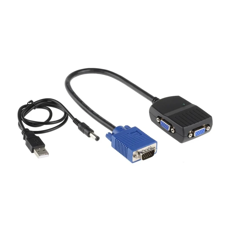 NewLink 2 Port 1 Input 2 Output VGA Splitter with HDMI Audio 2048 x 1536 Pixel NLVGA-2A