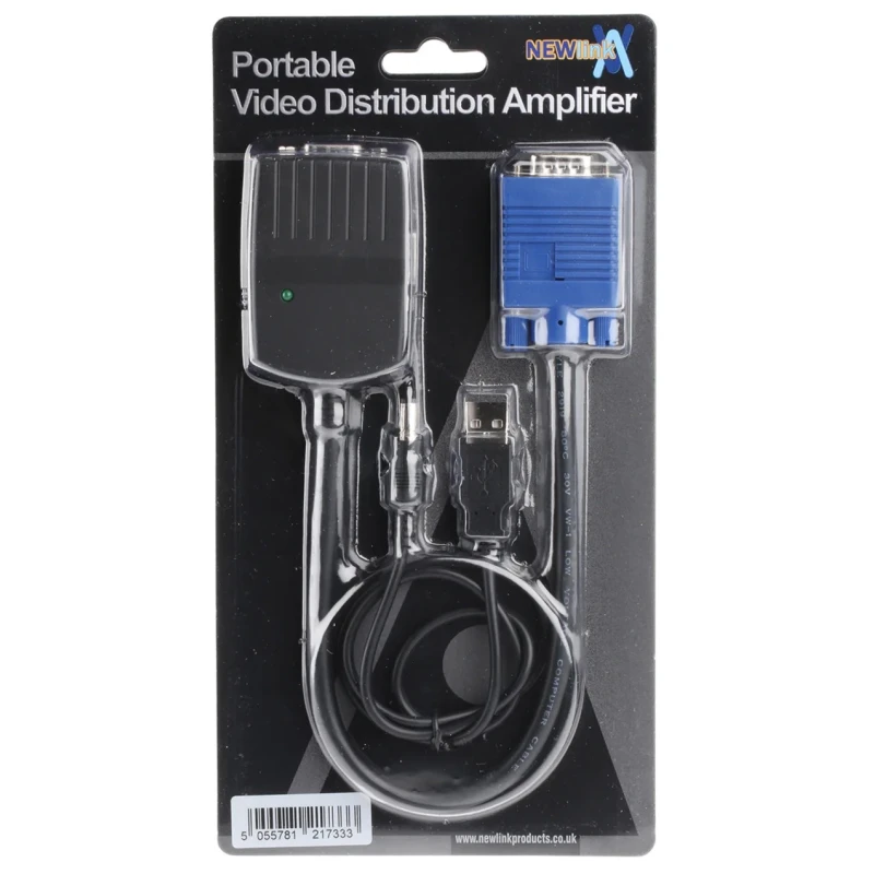 NewLink 2 Port 1 Input 2 Output VGA Splitter with HDMI Audio 2048 x 1536 Pixel NLVGA-2A