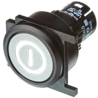 EAO 61 Series Silver Momentary Flush Mount Push Button Head 25mm Diameter IP65 5A 250Vac 61-1100.0, 61-9933.10, 61-9643.703
