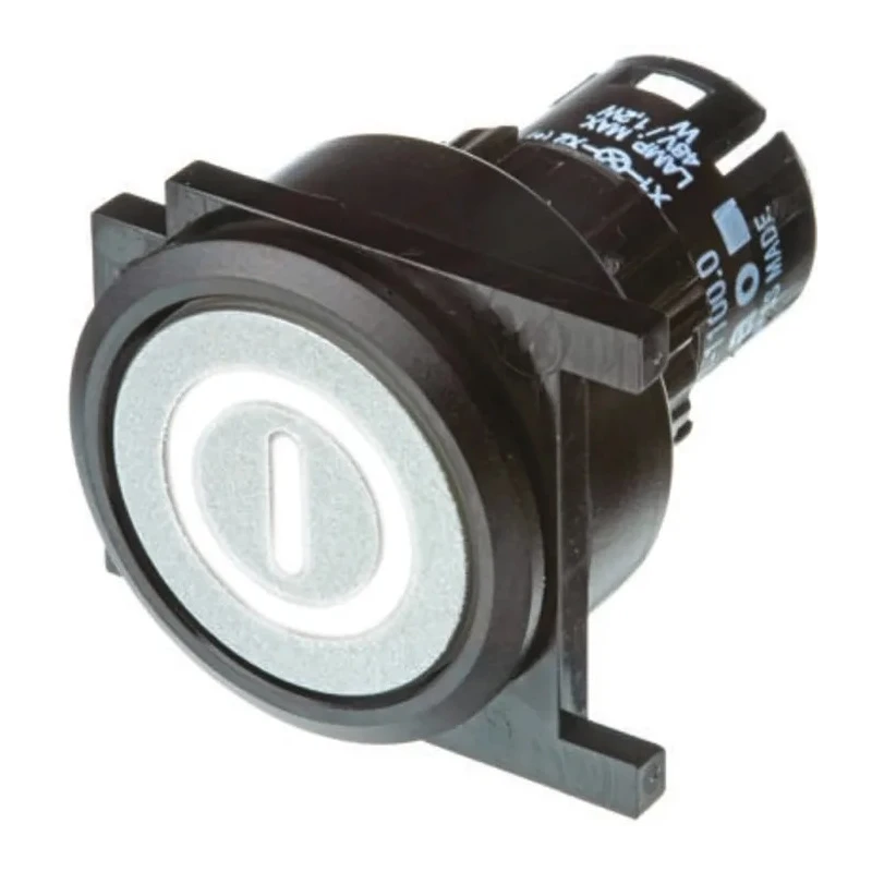 EAO 61 Series Silver Momentary Flush Mount Push Button Head 25mm Diameter IP65 5A 250Vac 61-1100.0, 61-9933.10, 61-9643.703