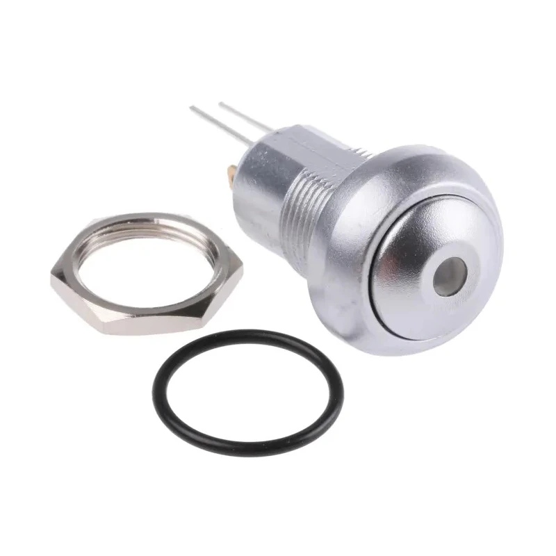 APEM IP Series Illuminated Push Button Switch, Latching, Panel Mount, 12.9 mm Cutout, SPST, Green LED, IP67 IPR1SAD0LOG105