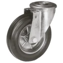 LAG Swivel Castor 80 kg Capacity, 100 mm Rubber Wheel, 30 mm Width, Roller Bearing Steel Hub 12658 FB
