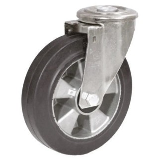 LAG Swivel Castor Wheel with Rubber Tyre 125 mm Diameter 200 kg Load Capacity Steel Hub Roller Bearing 16430 FC