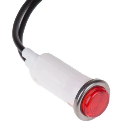 Arcolectric (Bulgin) Ltd 0067 Series Red Panel Mount Indicator 230V AC Lead Wire Termination Prominent Bezel L006700NAA
