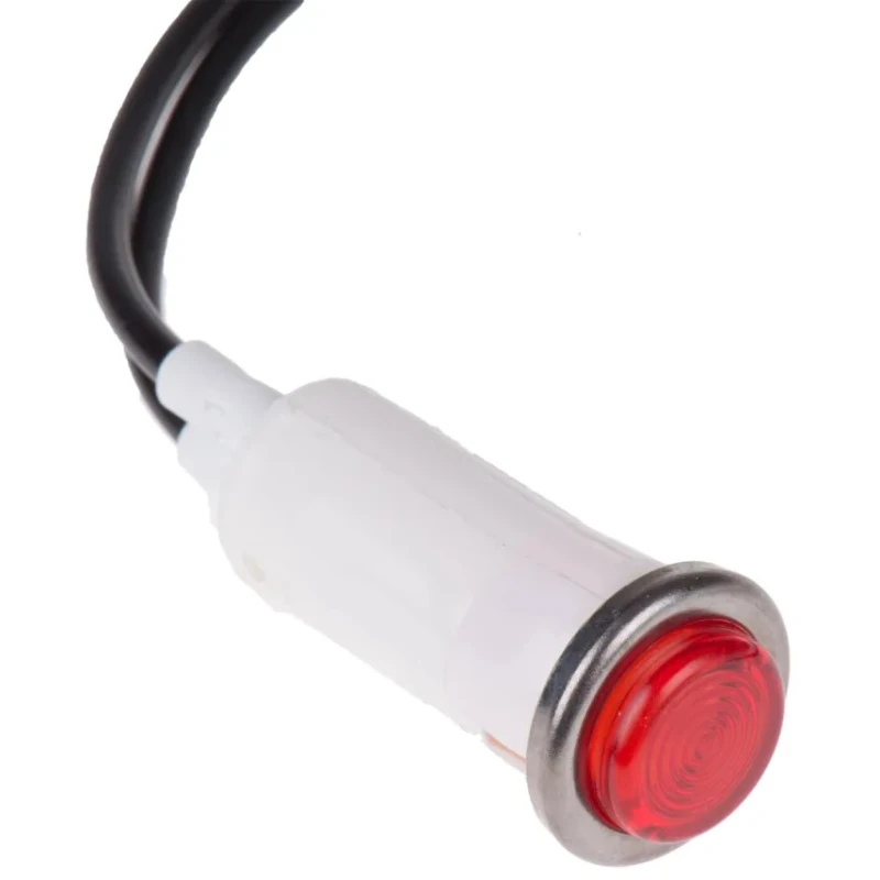 Arcolectric (Bulgin) Ltd 0067 Series Red Panel Mount Indicator 230V AC Lead Wire Termination Prominent Bezel L006700NAA