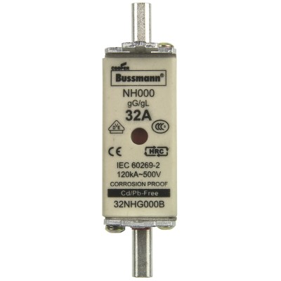 Eaton 32A Centred Tag Fuse NH000 500V AC High Rupture Capacity, Dual Indication NH000