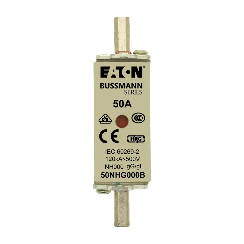 Eaton 50A Centred Tag Fuse NH000 500V AC High Rupture Capacity Dual Indication NH000 