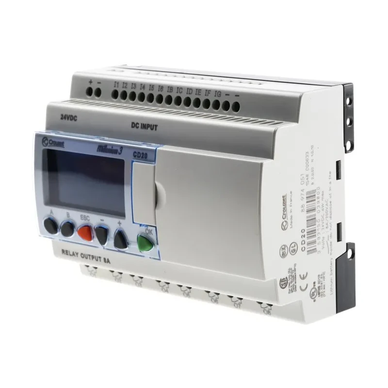 Crouzet Millenium 3 Series Logic Module 12-Input Analogue Digital Inputs 8 Outputs Relay 24VDC 8A 88974051