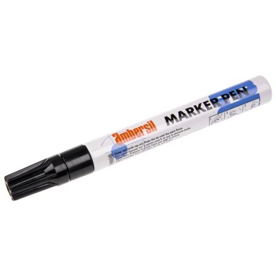 Ambersil Black 3 mm Paint Marker Pen for use with Textile, Rubber, Wood, Plastic, Tile, Metal, Glass, Cardboard 6190050007