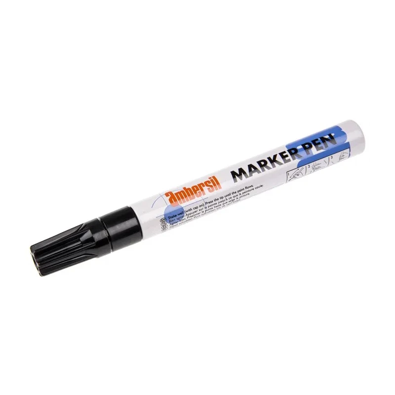 Ambersil Black 3 mm Paint Marker Pen for use with Textile, Rubber, Wood, Plastic, Tile, Metal, Glass, Cardboard 6190050007
