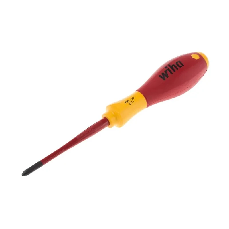 Wiha Insulated Screwdriver PH1 Tip 80 mm Blade Bi-Material Handle VDE/1000V Approved 191mm Overall 10136