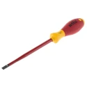 Wiha Insulated Screwdriver, 150 mm Blade, VDE/1000V Approved, 268 mm Overall, Ergonomic SoftFinish® Handle 10155