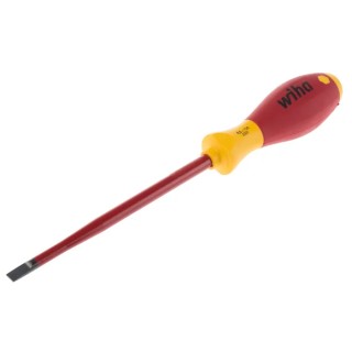 Wiha Insulated Screwdriver, 150 mm Blade, VDE/1000V Approved, 268 mm Overall, Ergonomic SoftFinish® Handle 10155