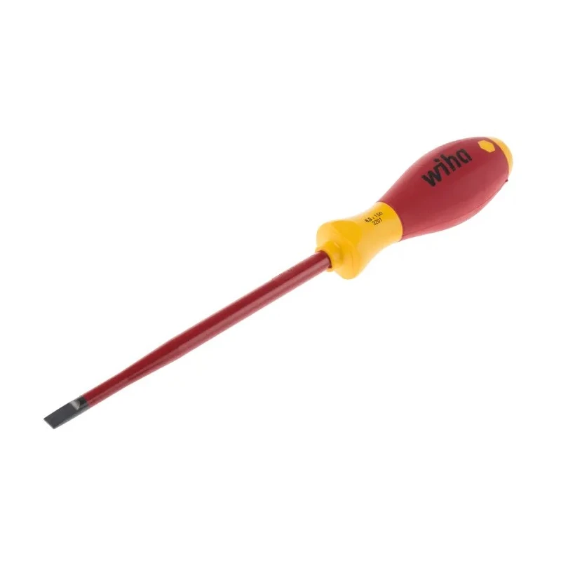 Wiha Insulated Screwdriver, 150 mm Blade, VDE/1000V Approved, 268 mm Overall, Ergonomic SoftFinish® Handle 10155