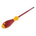 Wiha Insulated Screwdriver, 150 mm Blade, VDE/1000V Approved, 268 mm Overall, Ergonomic SoftFinish® Handle 10155