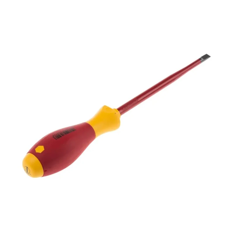 Wiha Insulated Screwdriver, 150 mm Blade, VDE/1000V Approved, 268 mm Overall, Ergonomic SoftFinish® Handle 10155