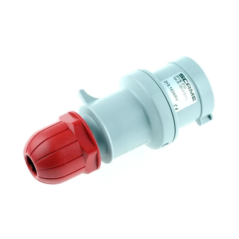 Scame Industrial Power Connector Adapter OPTIMA-REVERSE Cable Mount 3P+PE 16A 415V IP44 Red Straight IP44