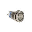 Bulgin Illuminated Push Button Switch Panel Mount 19.2 mm Cutout SPST Momentary Blue LED IP66 24 V DC MPI002
